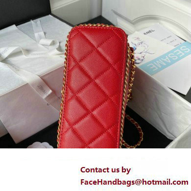 Chanel Grained Calfskin  &  Gold-Tone Metal Chain Backpack Bag AS4490 Red 2023